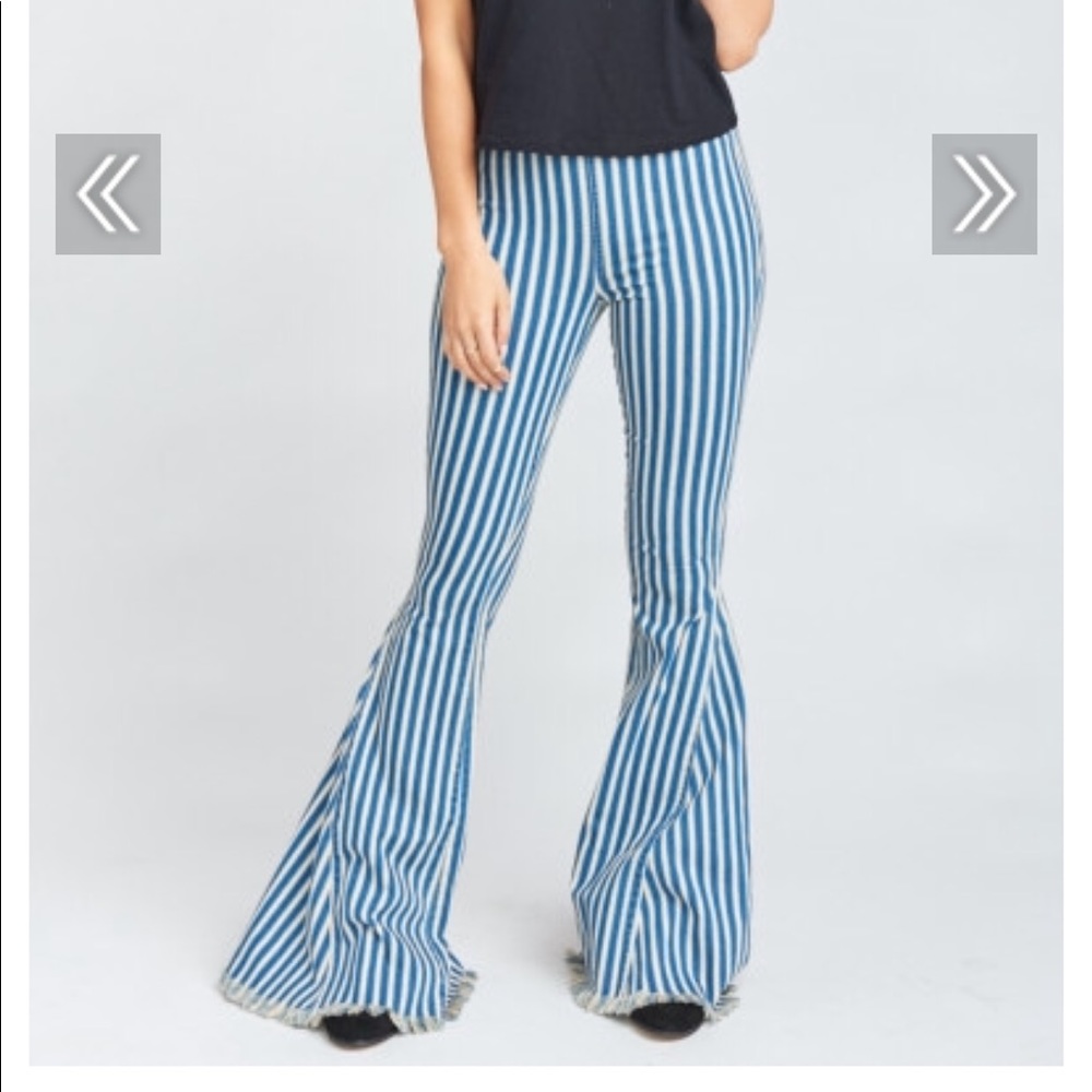 NWT MUMU BERKELEY BELLS ~ INDIGO STRIPE CREAM